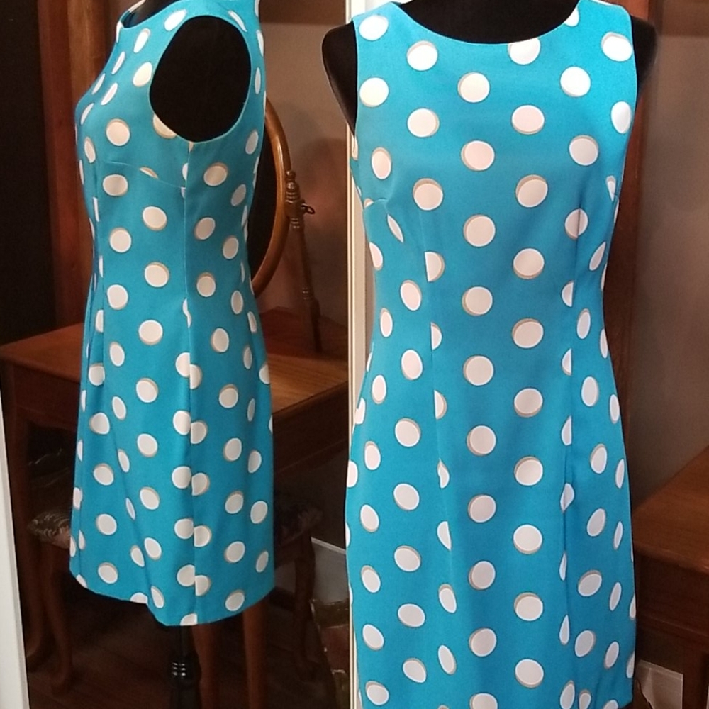 ALYX poke a dot midi dress size 6 sky blue/wht